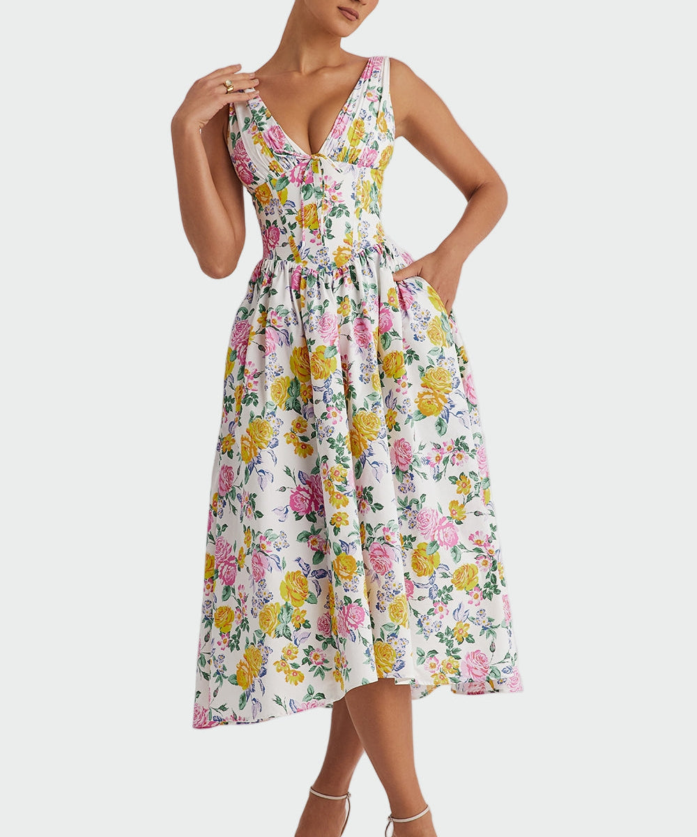 Φόρεμα Midi Ρομαντικής Ανθοκομίας