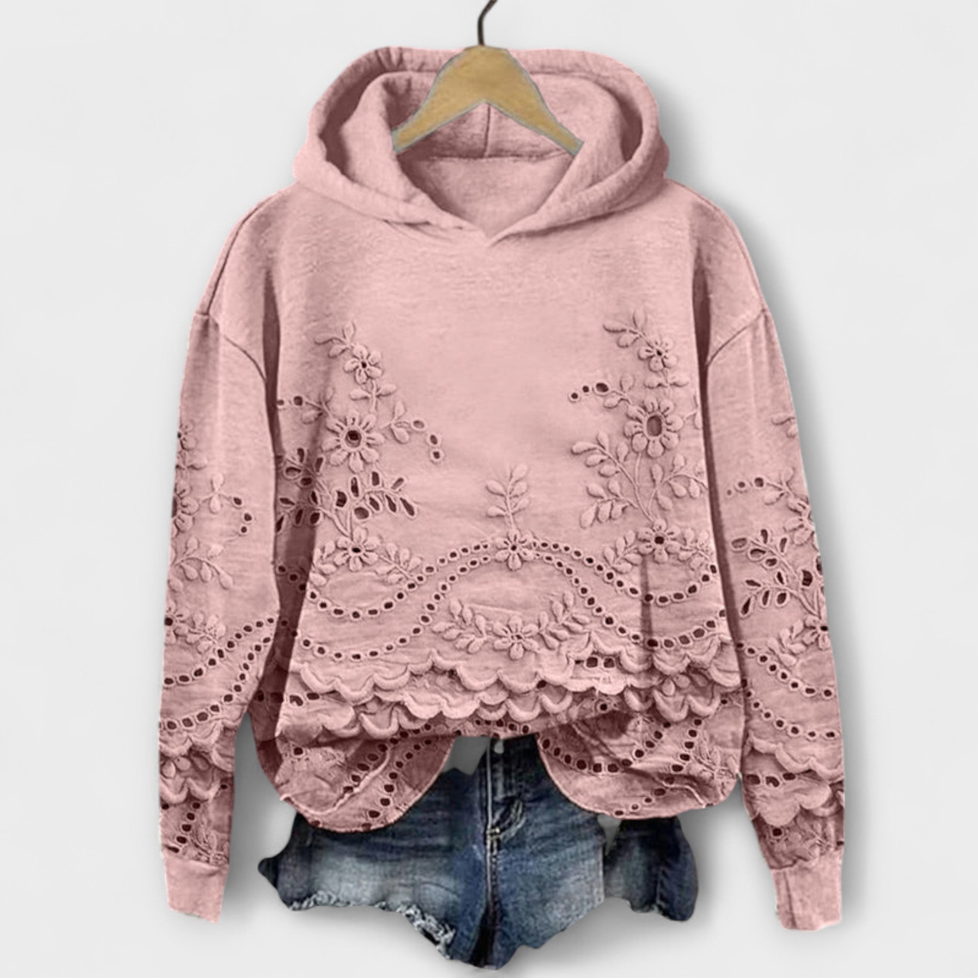 Κομψό Hoodie με Δαντελένιες Λεπτομέρειες