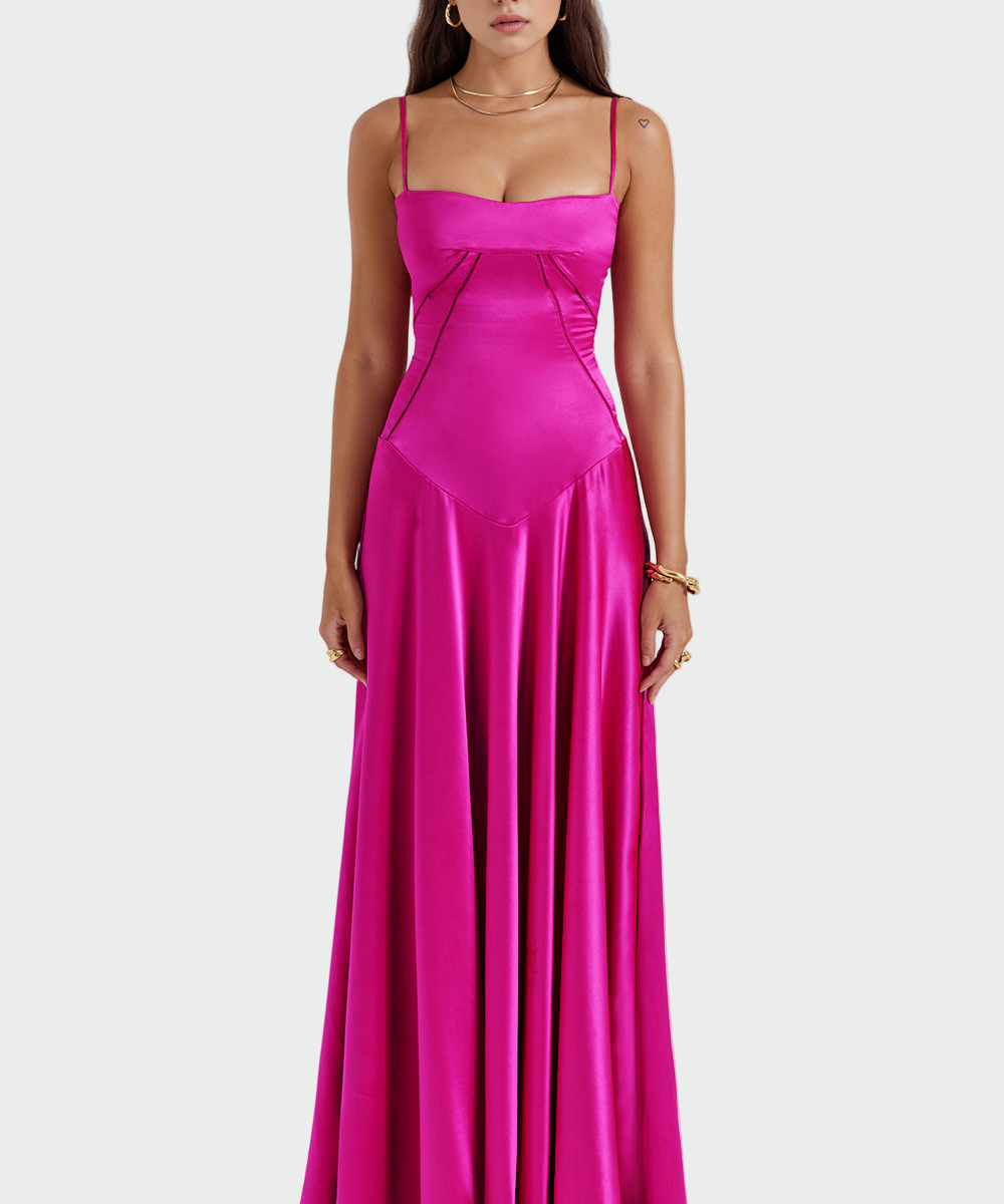 Σατέν Φόρεμα Maxi με Λεπτές Τιράντες
