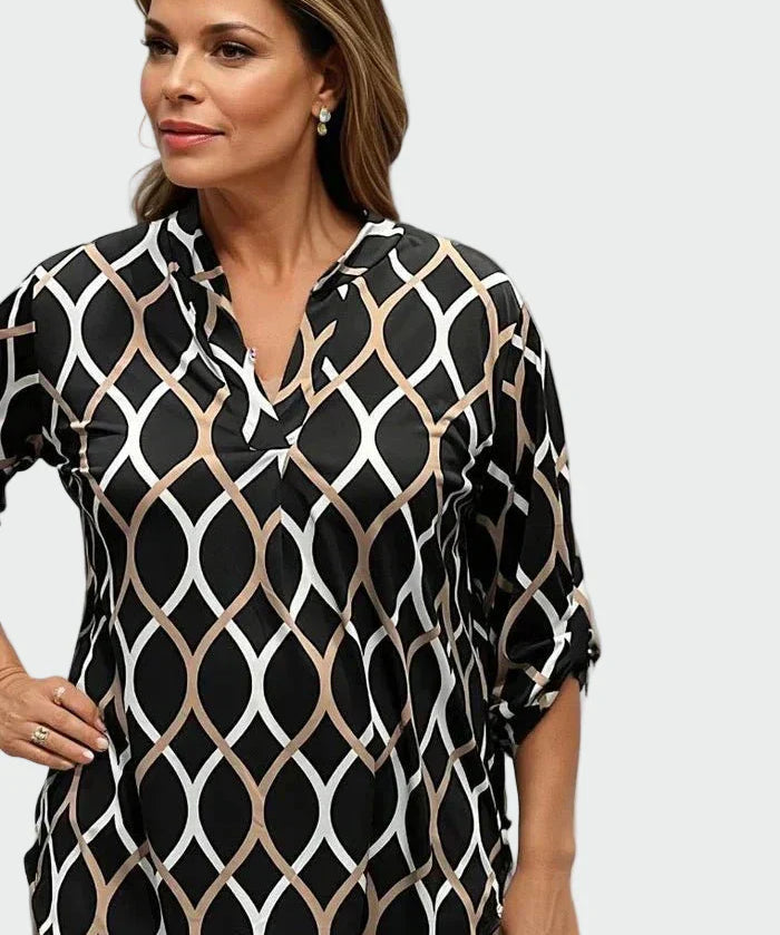 Κάζουαλ μπλούζα με μακριά μανίκια και κομψό σχέδιο