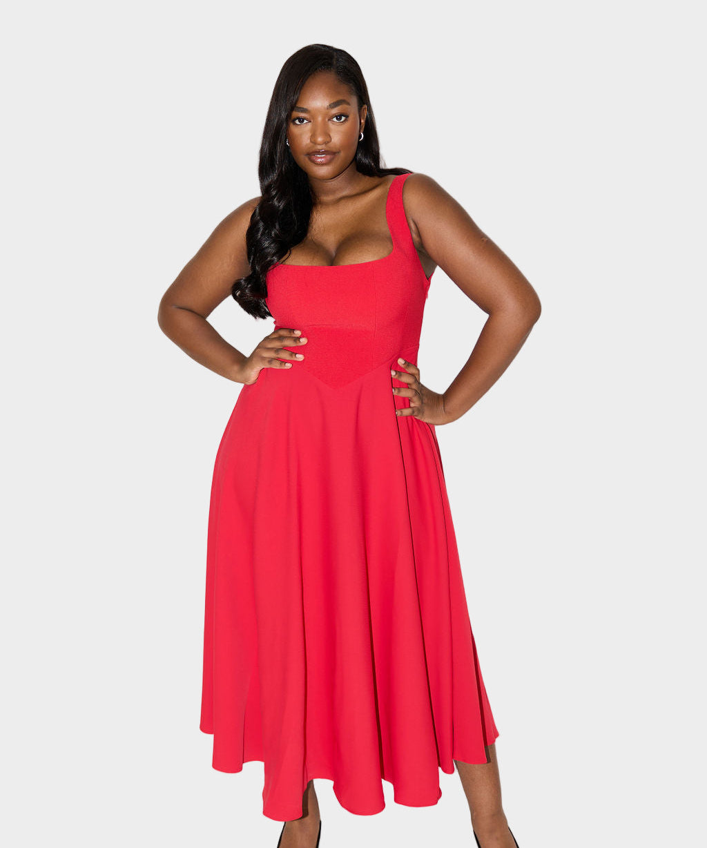 Διαχρονικό Αέρινο Μίντι Φόρεμα με Κομψή Γραμμή και Φυσική Κίνηση